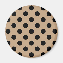 Black polka dots på beige magnet