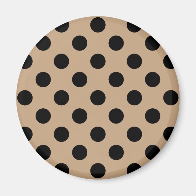 Black polka dots på beige magnet (Framsidan)