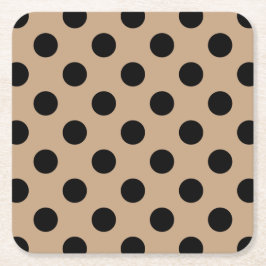 Black polka dots på beige underlägg papper kvadrat