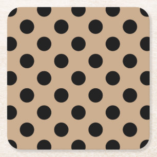 Black polka dots på beige underlägg papper kvadrat