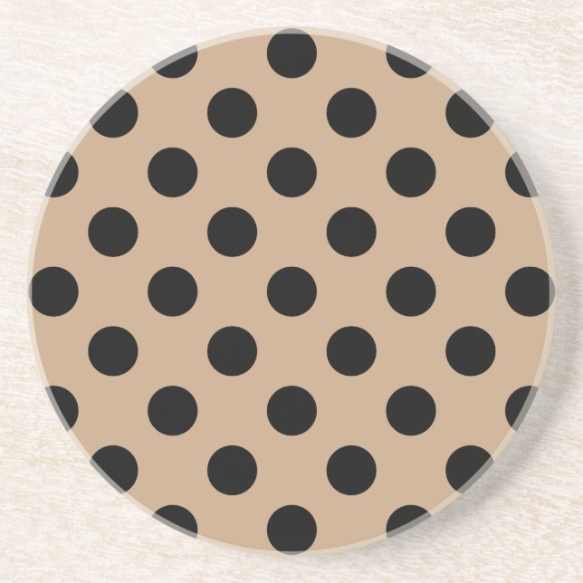 Black polka dots på beige underlägg sandsten (Framsidan)