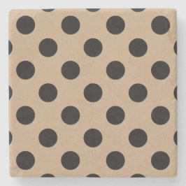 Black polka dots på beige underlägg sten