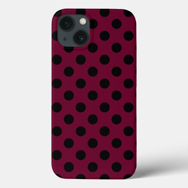 Black polka dots på burgundy Fodral-Mate iphone ca (Baksida)