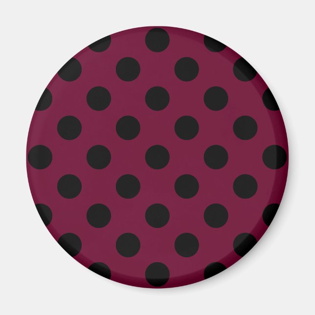 Black polka dots på burgundy magnet (Framsidan)