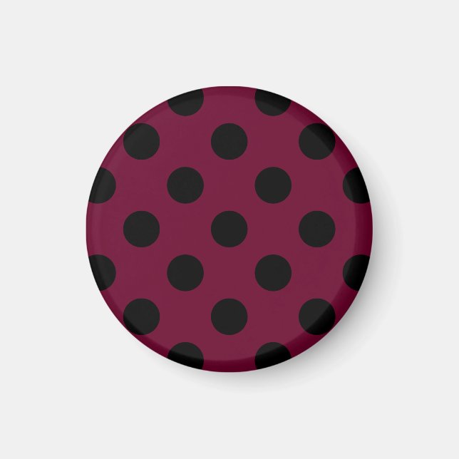 Black polka dots på burgundy magnet (Framsidan)