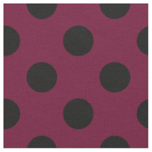 Black polka dots på burgundy tyg