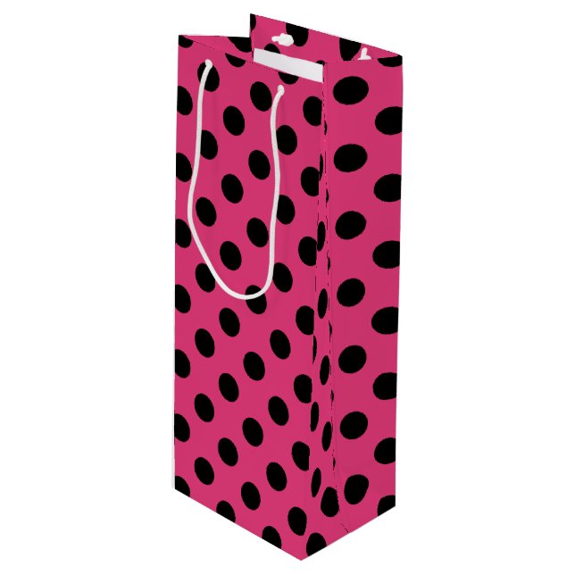 Black polka dots på fuchsia (Framsidan Vinklad)