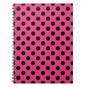 Black polka dots på fuchsia anteckningsbok med spiral