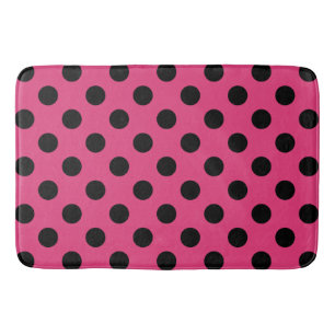 Black polka dots på fuchsia badrumsmatta