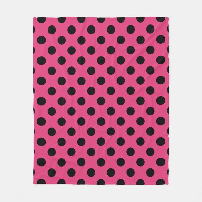 Black polka dots på fuchsia fleecefilt (Framsidan)
