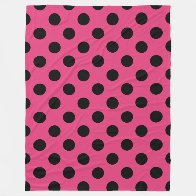 Black polka dots på fuchsia fleecefilt (Framsidan)