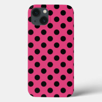 Black polka dots på fuchsia Fodral-Mate iphone cas