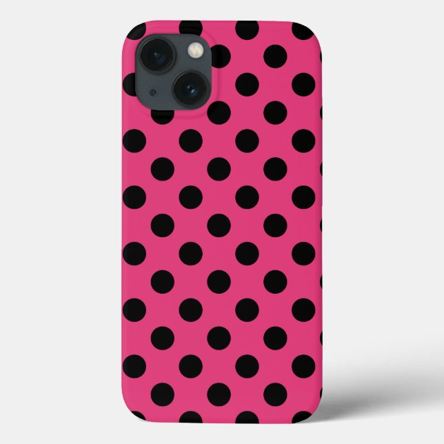Black polka dots på fuchsia Fodral-Mate iphone cas (Baksida)
