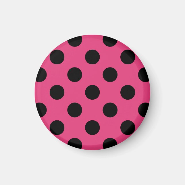 Black polka dots på fuchsia magnet (Framsidan)