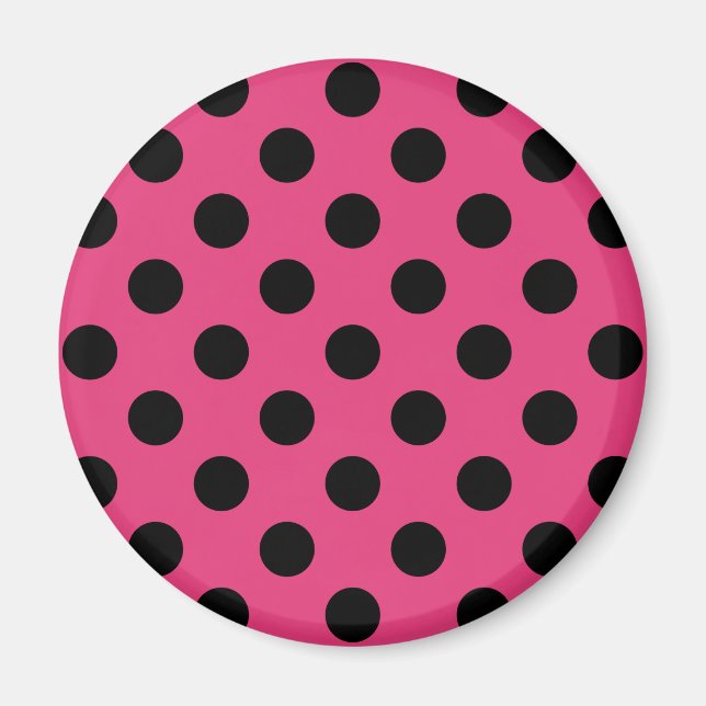 Black polka dots på fuchsia magnet (Framsidan)