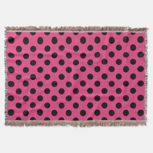 Black polka dots på fuchsia mysfilt (Framsidan)