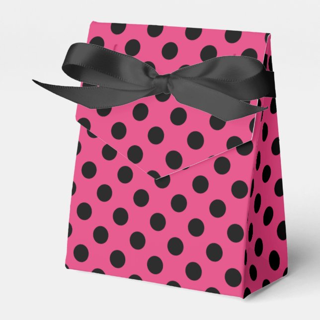 Black polka dots på fuchsia presentaskar (Framsidan Sidan)