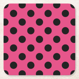 Black polka dots på fuchsia underlägg papper kvadrat