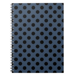 Black polka dots på grått-blue anteckningsbok med spiral