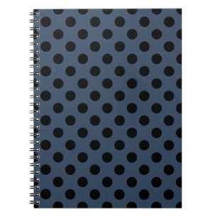 Black polka dots på grått-blue anteckningsbok med spiral