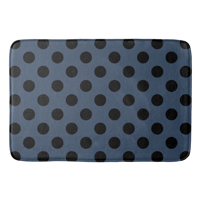 Black polka dots på grått-blue badrumsmatta (Framsidan)