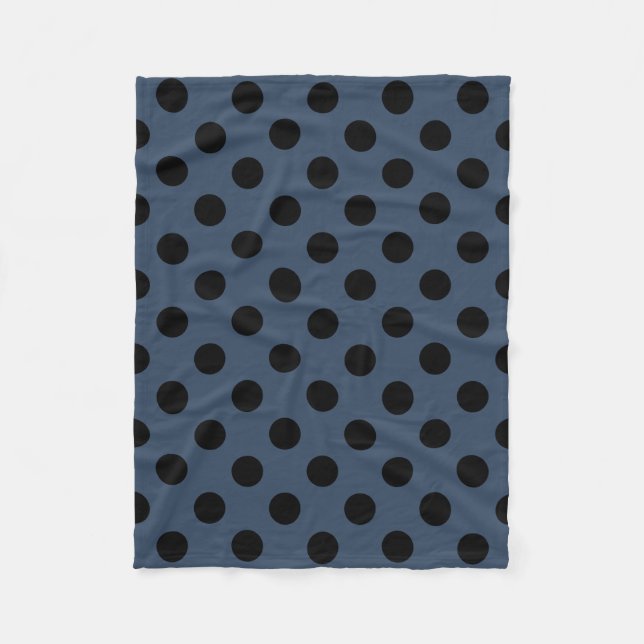 Black polka dots på grått-blue fleecefilt (Framsidan)