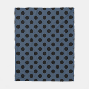 Black polka dots på grått-blue fleecefilt