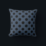 Black polka dots på grått-blue kudde<br><div class="desc">Black polka dots på grått-blue</div>