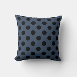 Black polka dots på grått-blue kudde