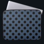 Black polka dots på grått-blue laptop fodral<br><div class="desc">Black polka dots på grått-blue</div>
