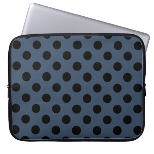 Black polka dots på grått-blue laptop fodral