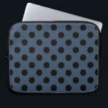 Black polka dots på grått-blue laptop fodral<br><div class="desc">Black polka dots på grått-blue</div>