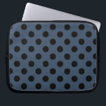 Black polka dots på grått-blue laptop fodral<br><div class="desc">Black polka dots på grått-blue</div>