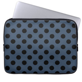 Black polka dots på grått-blue laptop sleeve