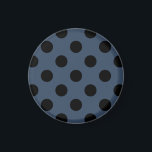 Black polka dots på grått-blue magnet<br><div class="desc">Black polka dots på grått-blue</div>