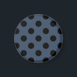 Black polka dots på grått-blue magnet<br><div class="desc">Black polka dots på grått-blue</div>