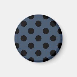 Black polka dots på grått-blue magnet