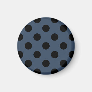 Black polka dots på grått-blue magnet