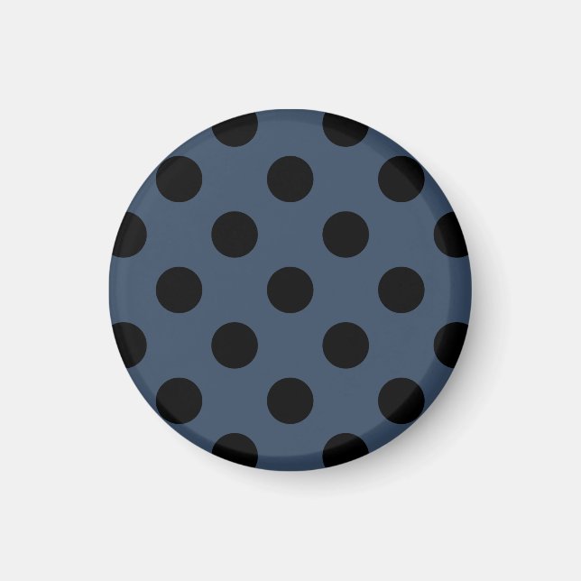 Black polka dots på grått-blue magnet (Framsidan)