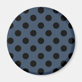 Black polka dots på grått-blue magnet