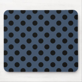 Black polka dots på grått-blue musmatta
