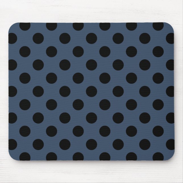 Black polka dots på grått-blue musmatta (Framsidan)