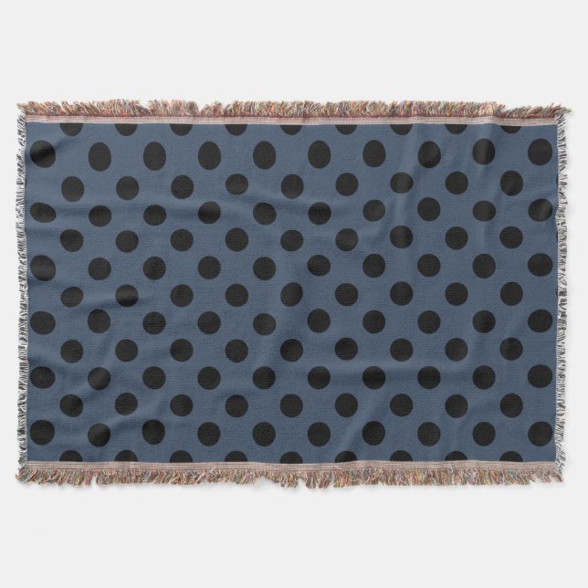 Black polka dots på grått-blue mysfilt (Framsidan)