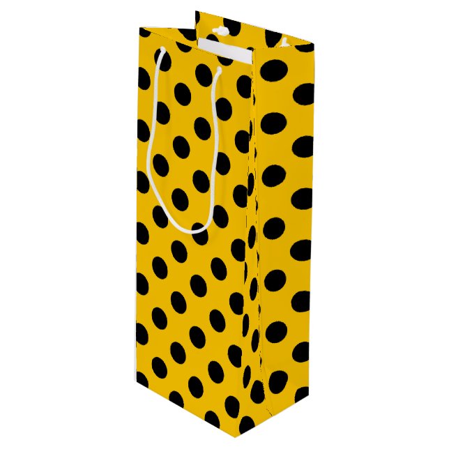 Black polka dots på gult (Framsidan Vinklad)