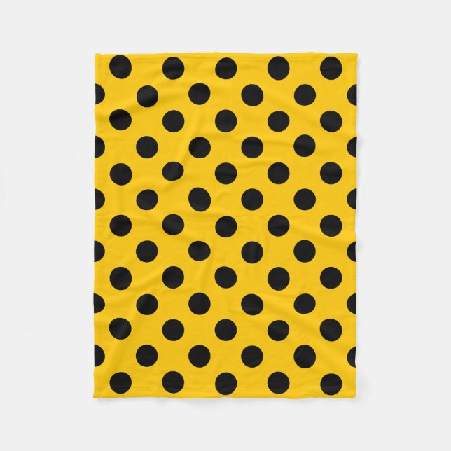 Black polka dots på gult fleecefilt (Framsidan)