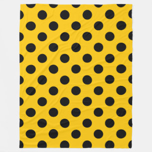 Black polka dots på gult fleecefilt