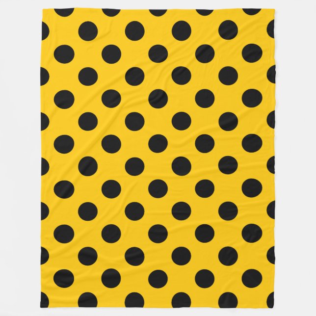 Black polka dots på gult fleecefilt (Framsidan)