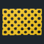 Black polka dots på gult kökshandduk<br><div class="desc">Black polka dots på gult</div>