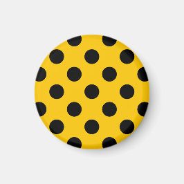 Black polka dots på gult magnet