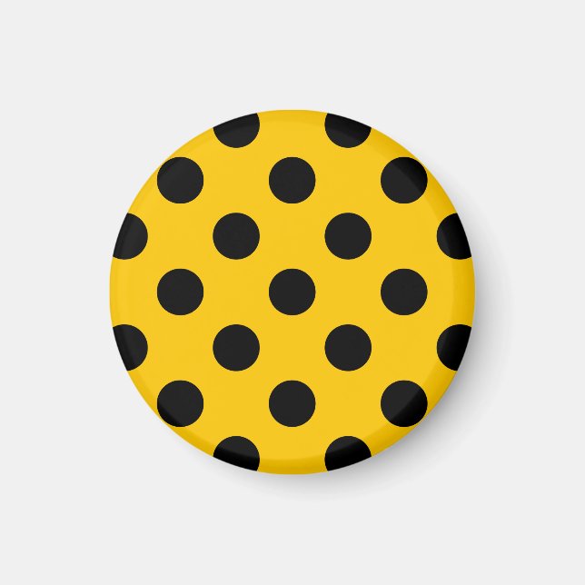 Black polka dots på gult magnet (Framsidan)